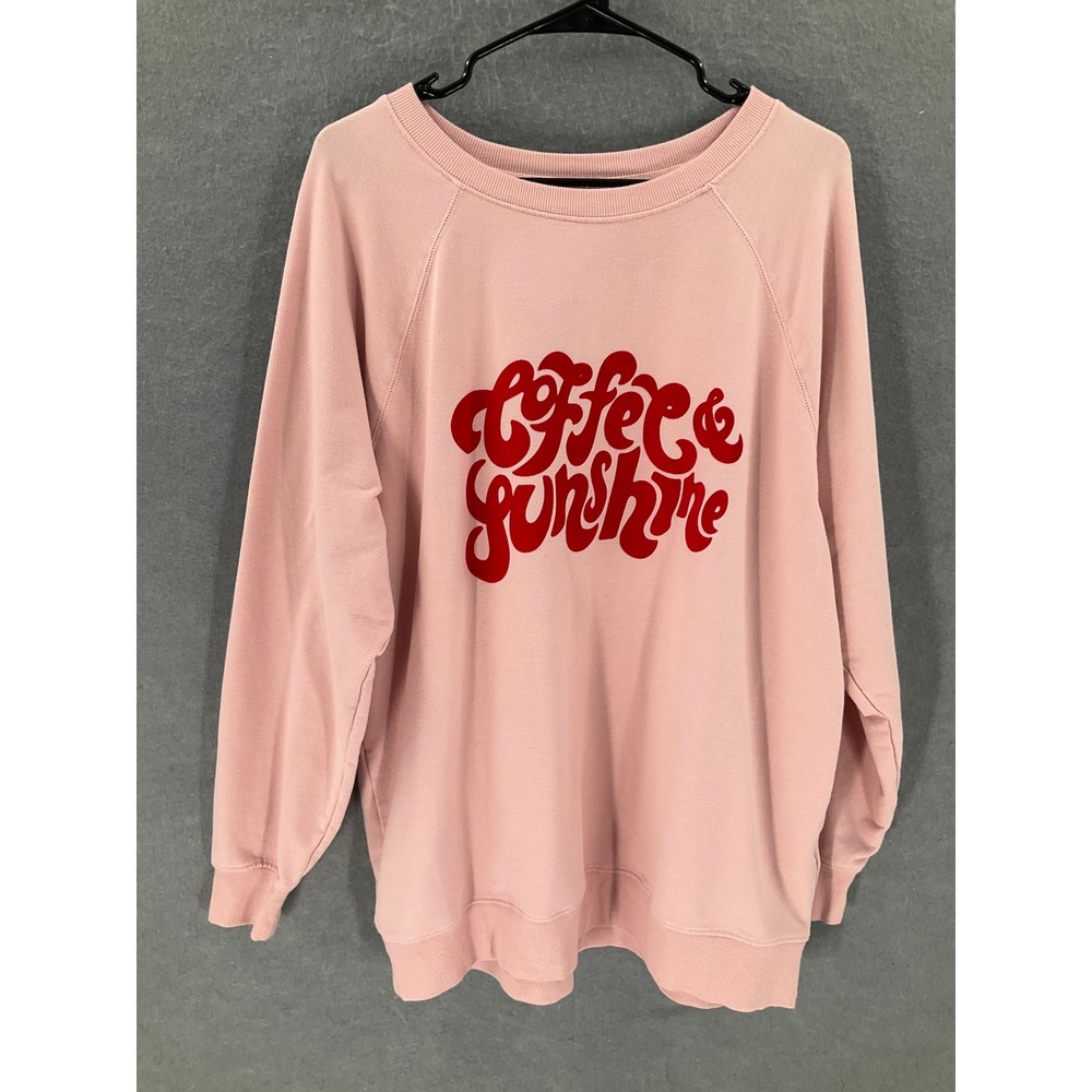 Wildfox Coffee & Sunshine Sweatshirt Women's Large‎ Pink Graphic Pullover